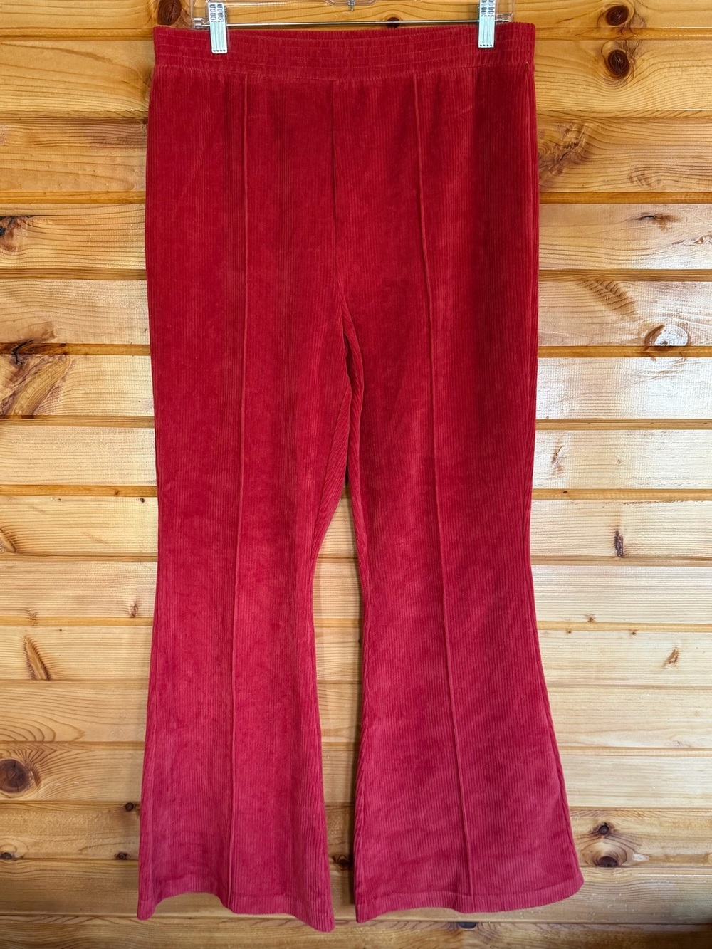 aerie Groove-On Red Rib Flare Pants